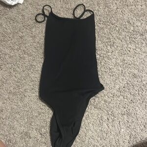 SHEIN Black One Piece Swimsuit with Adjustable Straps